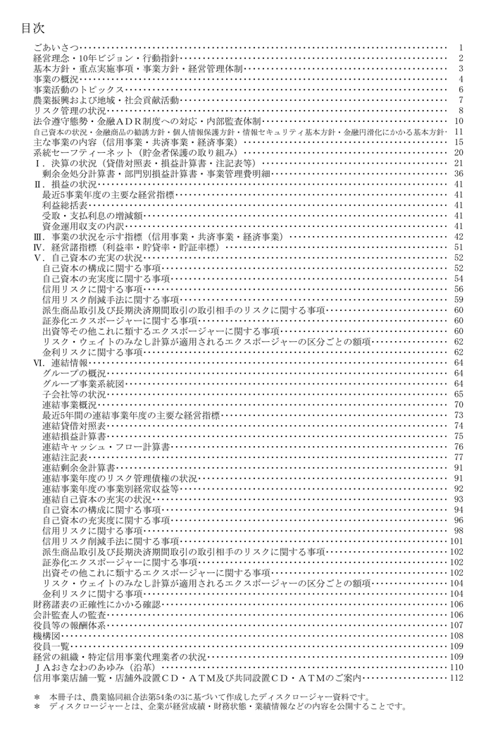 ディスクロージャー もくじ
