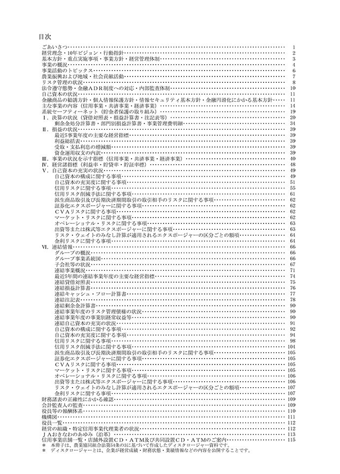 ディスクロージャー もくじ